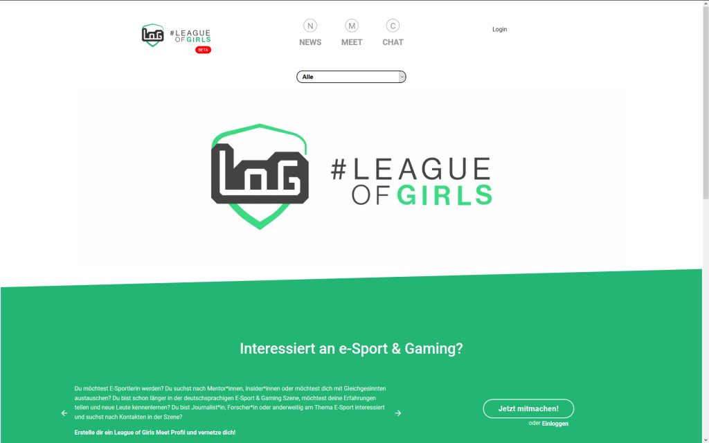 League of Girls Website | Screenshot